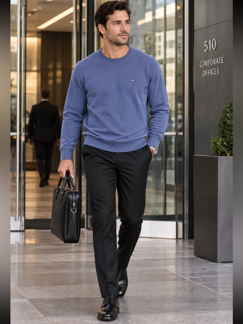 Tommy Hilfiger Men's Crewneck Sweater in Slate Blue fits Men’s Large
